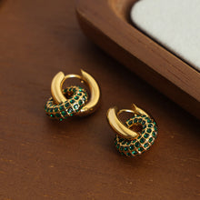 Carregar imagem no visualizador da galeria, Titanium Steel Inlaid Zircon Double-Hoop Earrings
