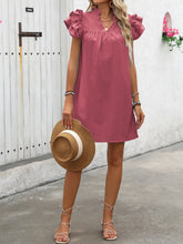 Carregar imagem no visualizador da galeria, Ruffled Notched Cap Sleeve Mini Dress
