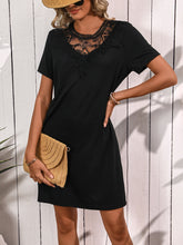 Load image into Gallery viewer, Lace Detail Short Sleeve Mini Dress
