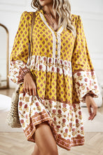 Load image into Gallery viewer, Printed V-Neck Long Sleeve Dress
