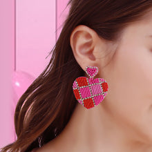 Load image into Gallery viewer, Bead Rhinestone Stainless Steel Heart Earrings
