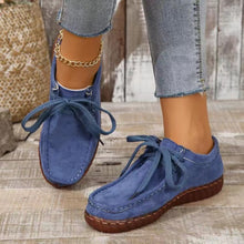 Load image into Gallery viewer, Tied Suede Round Toe Sneakers
