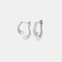 Load image into Gallery viewer, Synthetic Pearl Asymmetrical Titanium Steel Earrings
