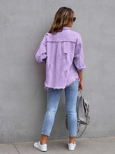 Carregar imagem no visualizador da galeria, Distressed Drop Shoulder Denim Jacket
