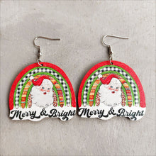 Carregar imagem no visualizador da galeria, Christmas Themed Wood Dangle Earrings
