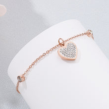 Load image into Gallery viewer, Inlaid Rhinestone Titanium Steel Heart Bracelet
