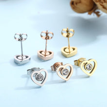 Load image into Gallery viewer, Inlaid Zircon Heart Necklace, Bracelet and Stud Earrings Jewelry Set
