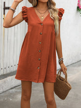 Carregar imagem no visualizador da galeria, Button Up V-Neck Cap Sleeve Mini Dress
