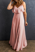 Load image into Gallery viewer, Slit Ruffled V-Neck Maxi Dress
