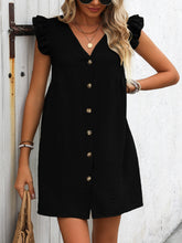 Carregar imagem no visualizador da galeria, Button Up V-Neck Cap Sleeve Mini Dress
