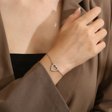 Load image into Gallery viewer, Inlaid Zircon Stainless Steel Heart Bracelet
