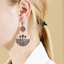 Load image into Gallery viewer, Wooden Cutout Leopard Dangle Earrings
