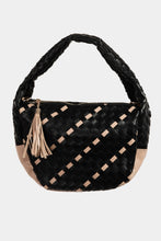 Load image into Gallery viewer, Fame Tassel Detail Weave Semi Circle Bag
