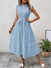 Carregar imagem no visualizador da galeria, Tied Ruffled Cap Sleeve Midi Dress
