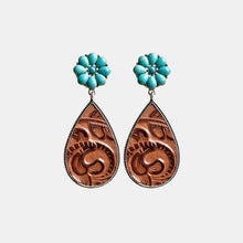 Carregar imagem no visualizador da galeria, Turquoise Flower Teardrop Earrings
