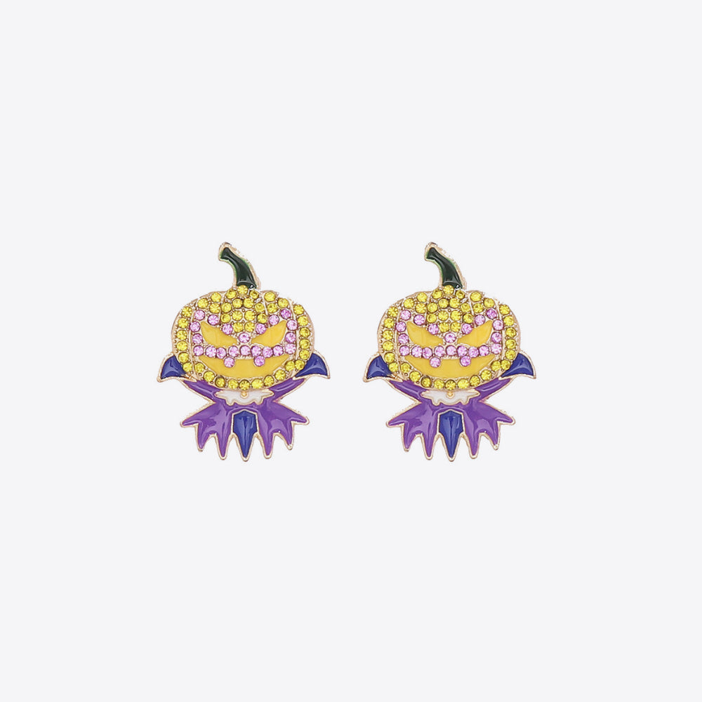 Demon Pumpkin Rhinestone Alloy Earrings