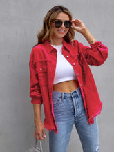 Carregar imagem no visualizador da galeria, Distressed Drop Shoulder Denim Jacket
