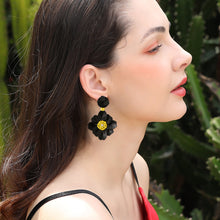 Load image into Gallery viewer, Bead PU Leather Stainless Steel Flower Earrings
