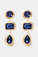 Load image into Gallery viewer, Geometrical Shape Zinc Alloy Frame Glass Dangle Earrings
