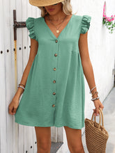 Carregar imagem no visualizador da galeria, Button Up V-Neck Cap Sleeve Mini Dress
