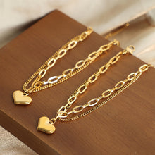 Load image into Gallery viewer, Heart Shape Lobster Closure Chain Bracelet

