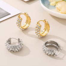 Carregar imagem no visualizador da galeria, Titanium Steel Rhinestone Hoop Earrings
