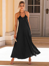 Load image into Gallery viewer, Pleated Halter Neck Sleeveless Dress
