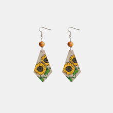 Load image into Gallery viewer, Floral Wooden Teardrop Earrings
