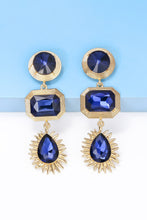 Load image into Gallery viewer, Geometrical Shape Zinc Alloy Frame Glass Dangle Earrings
