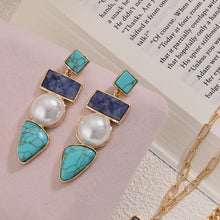 Load image into Gallery viewer, Geometric Imitation Gemstone Alloy Earrings
