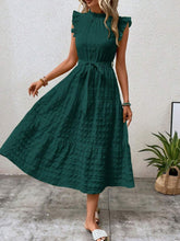 Carregar imagem no visualizador da galeria, Tied Ruffled Cap Sleeve Midi Dress
