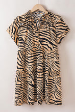 Carregar imagem no visualizador da galeria, Ruffled Animal Print Tie Neck Mini Dress
