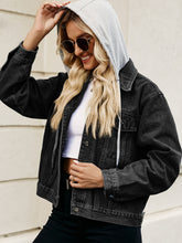 Carregar imagem no visualizador da galeria, Drawstring Hooded Button Up Denim Jacket
