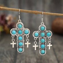 Carregar imagem no visualizador da galeria, Artificial Turquoise Cross Shape Earrings
