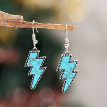 Carregar imagem no visualizador da galeria, Artificial Turquoise Lightning Dangle Earrings
