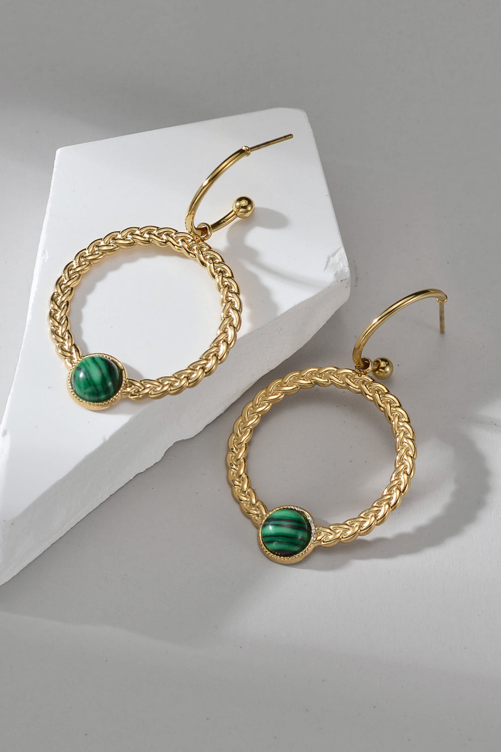 Malachite 18K Gold Plated Earrings