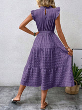 Load image into Gallery viewer, Tied Ruffled Cap Sleeve Midi Dress
