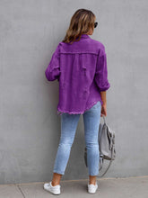 Carregar imagem no visualizador da galeria, Distressed Drop Shoulder Denim Jacket
