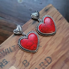 Carregar imagem no visualizador da galeria, Artificial Turquoise Alloy Heart Dangle Earrings
