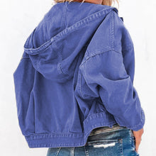 Carregar imagem no visualizador da galeria, Hooded Dropped Shoulder Denim Jacket
