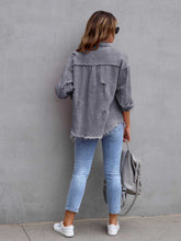 Carregar imagem no visualizador da galeria, Distressed Drop Shoulder Denim Jacket
