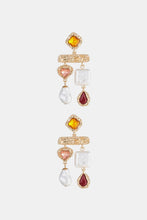 Load image into Gallery viewer, Glass Stone Synthetic Pearl Dangle Earrings
