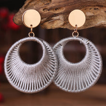 Carregar imagem no visualizador da galeria, Cotton Cord Geometric Drop Earrings
