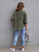 Carregar imagem no visualizador da galeria, Distressed Drop Shoulder Denim Jacket
