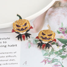 Carregar imagem no visualizador da galeria, Demon Pumpkin Rhinestone Alloy Earrings
