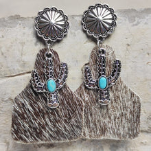 Carregar imagem no visualizador da galeria, Turquoise Decor Cactus Alloy Earrings
