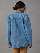 Carregar imagem no visualizador da galeria, Collared Neck Long Sleeve Denim Jacket
