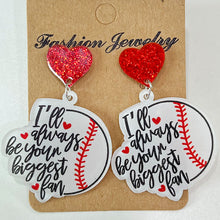 Load image into Gallery viewer, Heart Shape Sports Theme Acrylic Dangle Earrings
