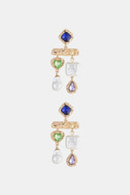 Load image into Gallery viewer, Glass Stone Synthetic Pearl Dangle Earrings
