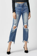 Carregar imagem no visualizador da galeria, RISEN High Waist Distressed Frayed Hem Cropped Straight Jeans
